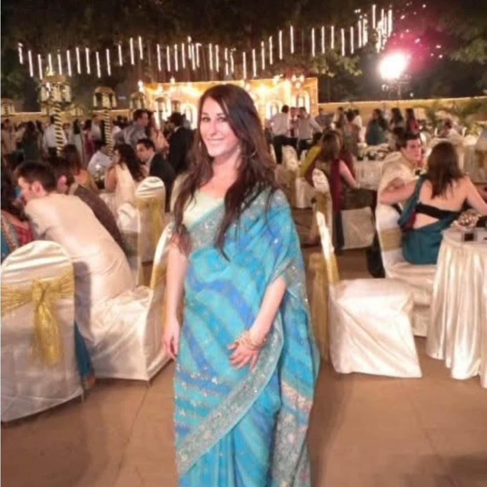 Elegant Blue and Gold Saree